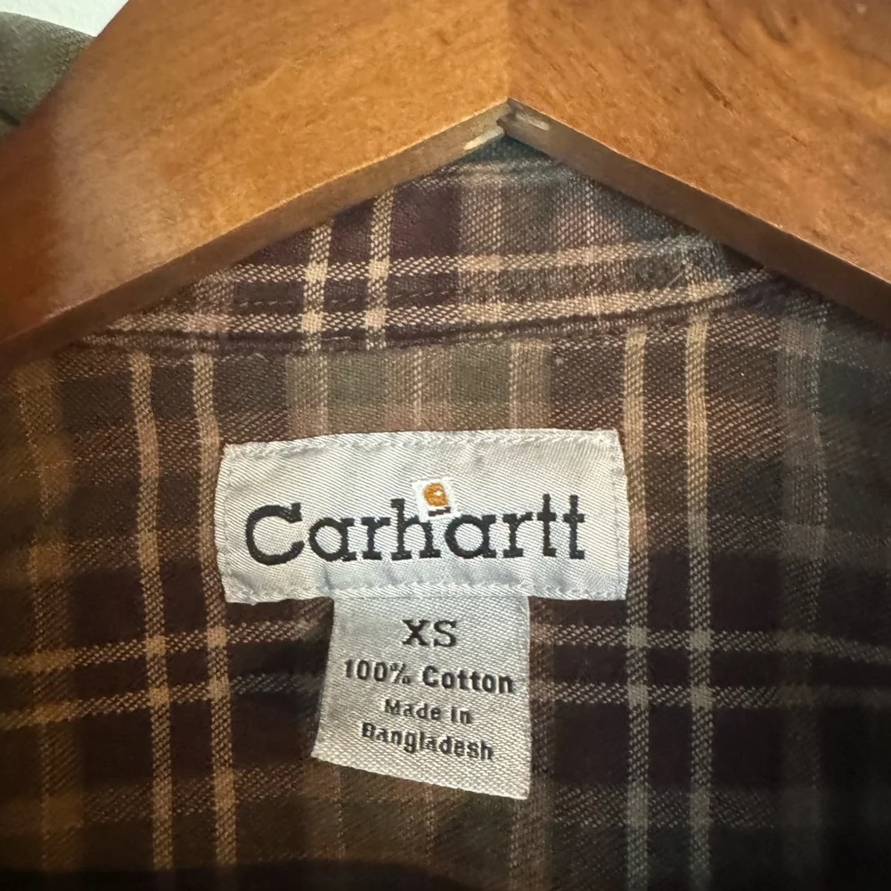 Carhartt Olive Jacket with Plaid Interior - Picture 5 of 5